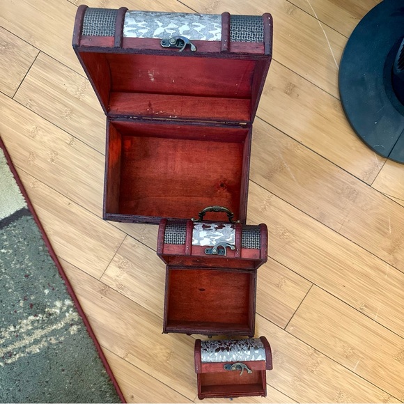 Set of 3 wood snd metal stacking storage/jewelry boxes - Picture 12 of 14